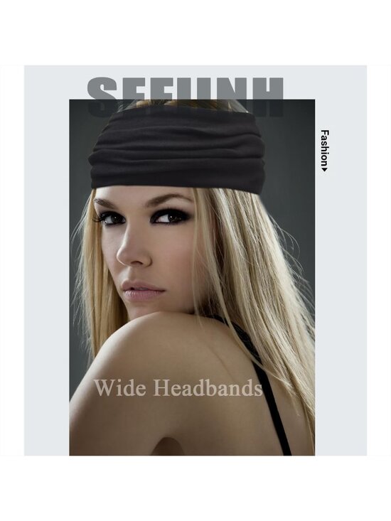 Women\'s Solid 6 Pack Stretch Headband Turban Workout Hairband Accessories main image 4